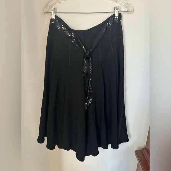 Sonia Rykiel black wide leg wool blend pants with sequin belt size T38 - Picture 1 of 9